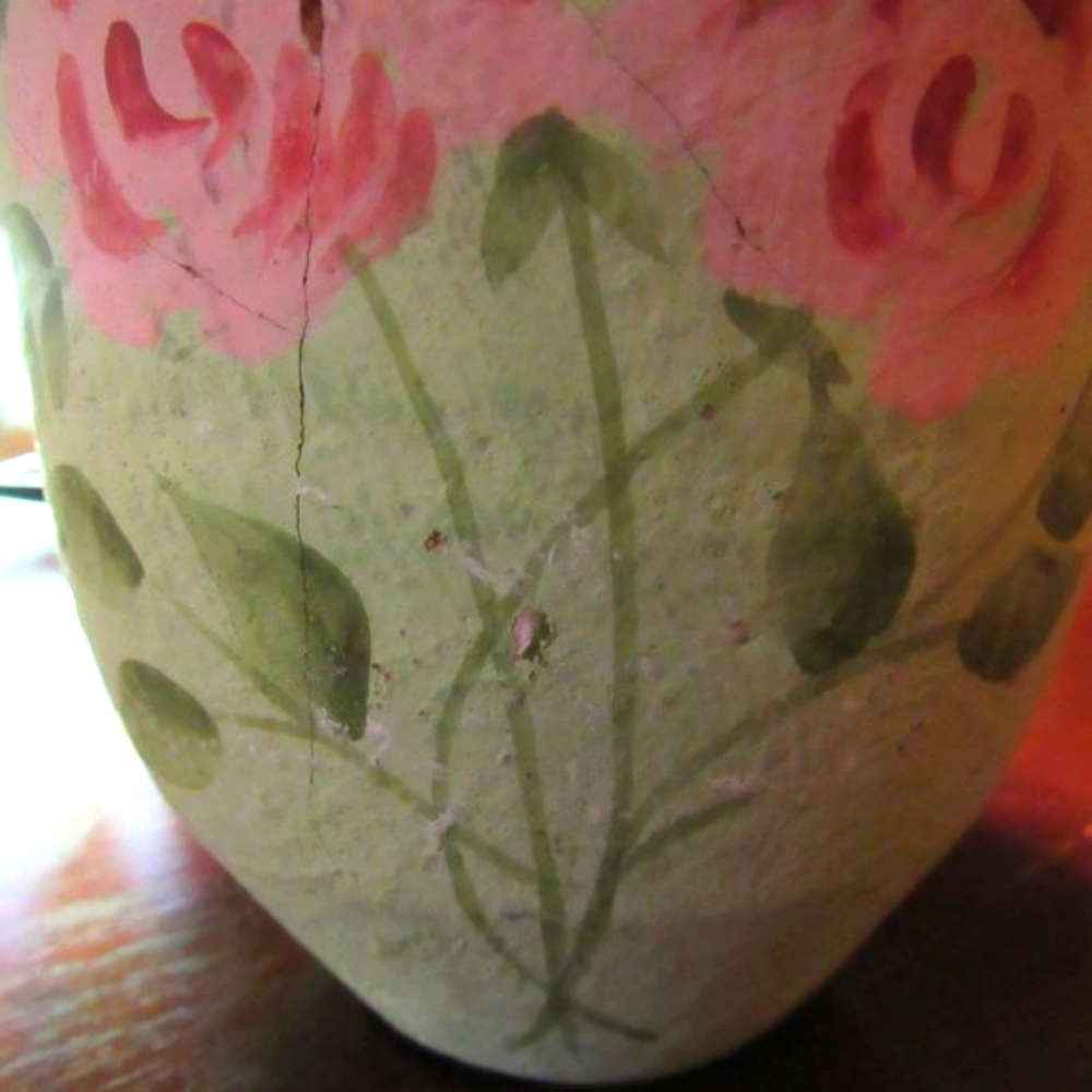 🌷🌼🪻 Beautiful Vintage Hand Painted Green Floral Solid Planter - Picture 4 of 15